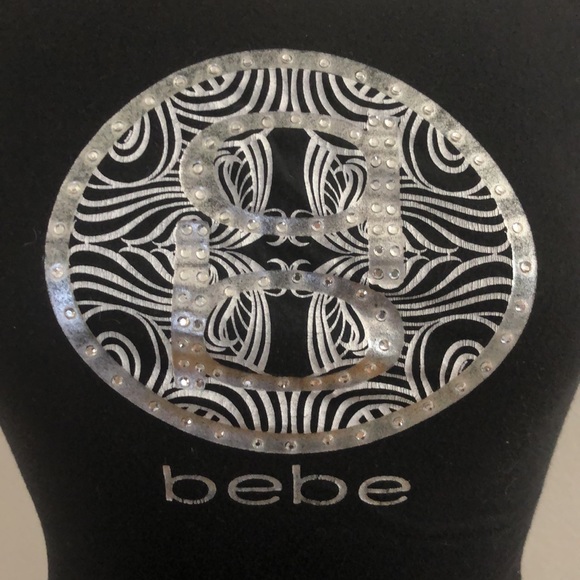 Bebe Rhinestone tee. Size Small. Color black - Picture 2 of 9